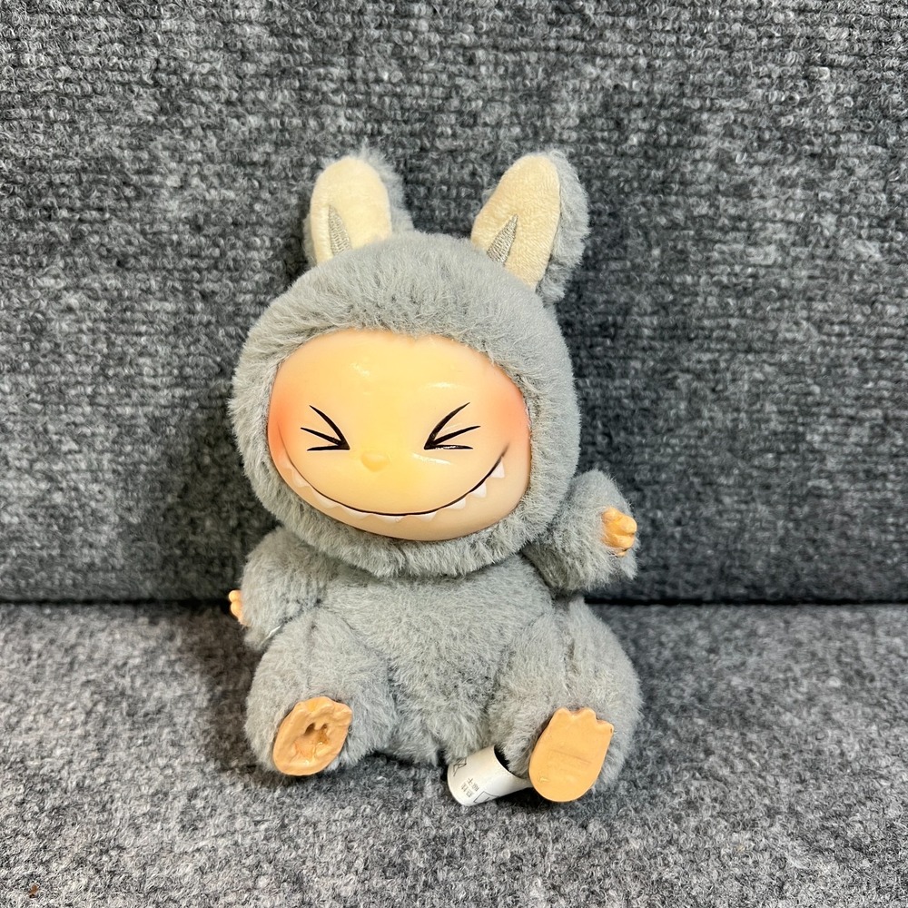 Pop Mart The Monsters Gray Have A Seat Labubu Serrated Teeth Design Plush Toy